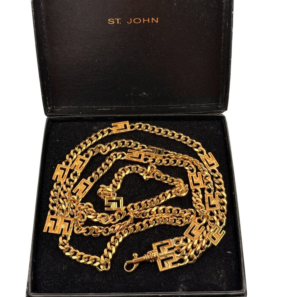 St. John Gold SJ Logo Layered Chain Belt Vintage